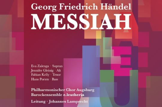 Werbeplakat für Händels Messiah mit Solisten- und Dirigentendetails.